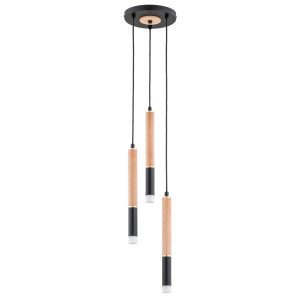 Lampa wisząca jasne drewno-czarna-złota RODEO 3xG9x10W Alfa 836470 Lampa wisząca jasne drewno-czarna-złota RODEO 3xG9x10W Alfa 836470