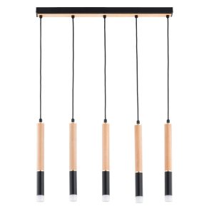 Lampa wisząca jasne drewno-czarna-złota RODEO 5xG9x10W wym: 85x60x5 cm Alfa 837436 Lampa wisząca jasne drewno-czarna-złota RODEO 5xG9x10W wym: 85x60x5 cm Alfa 837436