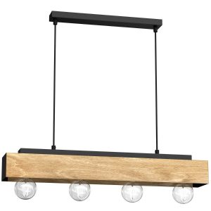 Lampa wisząca jasne drewno-czarny matowy Miluza 4xE27x15W Luminex 854375 Lampa wisząca jasne drewno-czarny matowy Miluza 4xE27x15W Luminex 854375