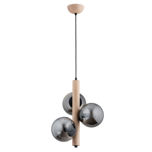 Lampa wisząca jasne drewno-dymiona KANET 3xE14x10W wym: 90x35x35 cm Alfa 841960