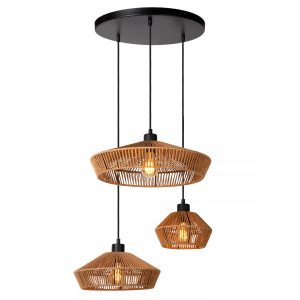 Lampa wisząca jasne drewno YUNKAI 3xE27x60W wym: 145x60x60 cm Lucide 184705 Lampa wisząca jasne drewno YUNKAI 3xE27x60W wym: 145x60x60 cm Lucide 184705