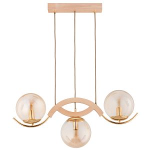 Lampa wisząca jasne drewno-złota-bursztynowy LIMA 3xE14x10W Alfa 841993 Lampa wisząca jasne drewno-złota-bursztynowy LIMA 3xE14x10W Alfa 841993
