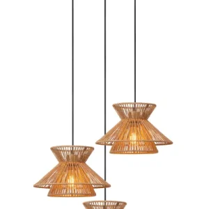 Lampa wisząca jasne drewno-złota TASMAN 3xE27x60W Lucide 850883 Lampa wisząca jasne drewno-złota TASMAN 3xE27x60W Lucide 850883