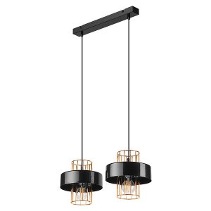 Lampa wisząca Joy 2-punktowa metalowa czarno-złota 120793 Lampa wisząca Joy 2-punktowa metalowa czarno-złota 120793