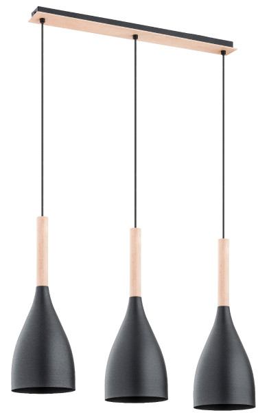 Lampa wisząca JUICE czarna-jasne drewno 3xE27x60W IP20 Alfa 1026810