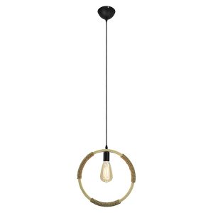 Lampa wisząca Kajo drewniana brązowo-czarna 1077879 Lampa wisząca Kajo drewniana brązowo-czarna 1077879