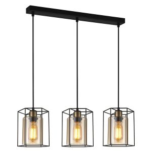 Lampa wisząca Kalula 3-punktowa 77 cm stalowa czarna 43870 Lampa wisząca Kalula 3-punktowa 77 cm stalowa czarna 43870