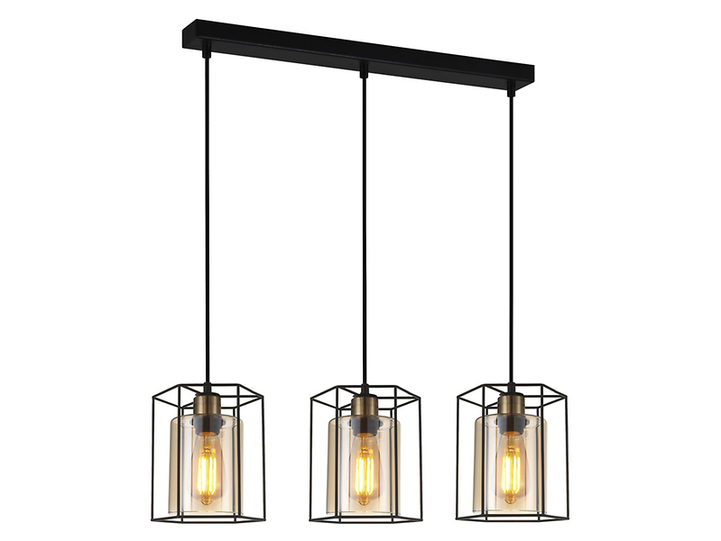 Lampa wisząca Kalula 3-punktowa 77 cm stalowa czarna 43870