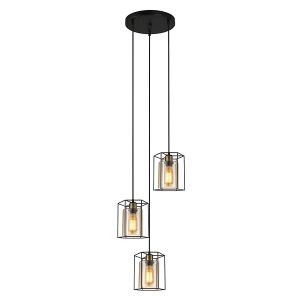Lampa wisząca Kalula 3-punktowa stalowa czarna 43868 Lampa wisząca Kalula 3-punktowa stalowa czarna 43868