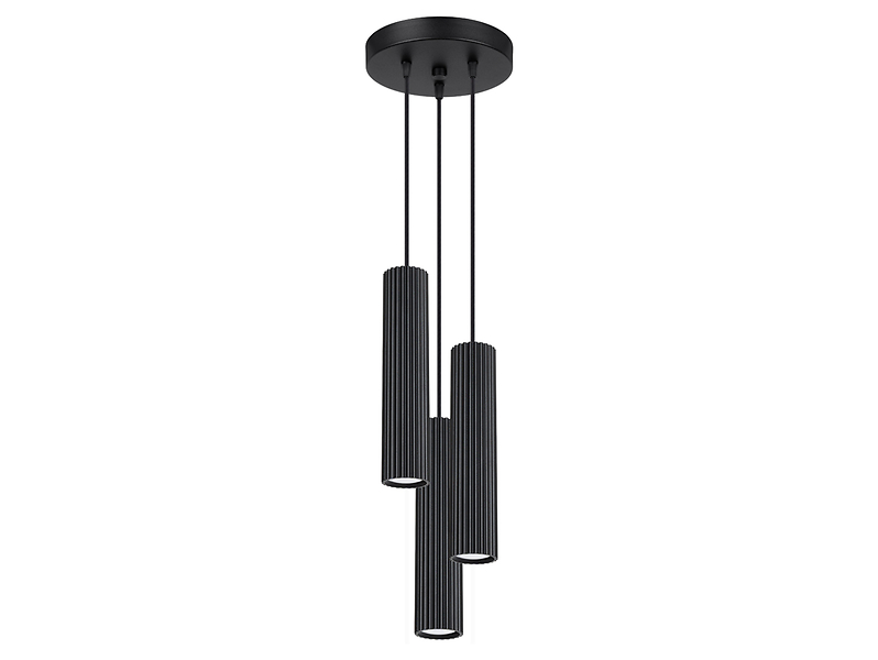 Lampa wisząca Karbon 3-punktowa aluminiowa 108 cm czarna 439212