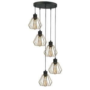Lampa wisząca kaskada EDYLIT loft druciany złoty klosz 5xE27 GIRO 14-309 1048858 Lampa wisząca kaskada EDYLIT loft druciany złoty klosz 5xE27 GIRO 14-309 1048858