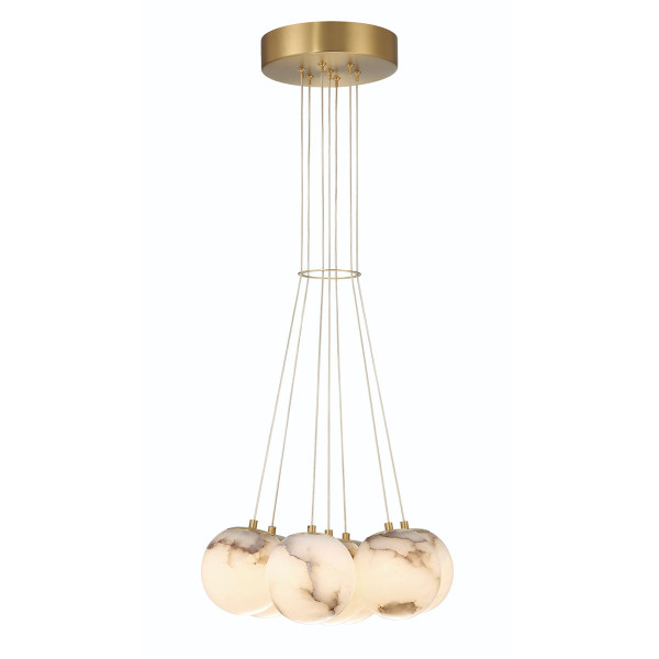 Lampa wisząca KEPLER szczotkowany złoto-biała LED 7x7W 3544lm Quintiesse 836460