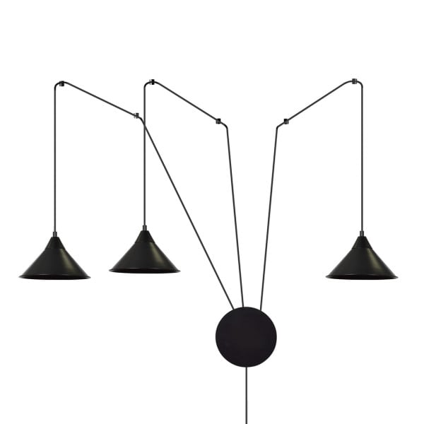 Lampa Wisząca Kinkiet Do Gniazdka Abramo 3 Black 752615