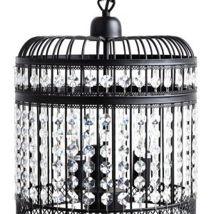 Lampa wisząca klatka metalowa czarna 60645