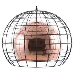 Lampa wisząca klatka pręty miedziana 60769