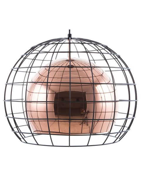 Lampa wisząca klatka pręty miedziana 60769