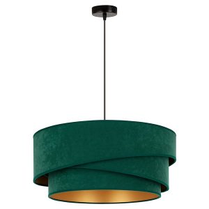 Lampa wisząca Kobo welurowa zielono-złota 333704