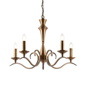 Lampa wisząca KORA antyczna mosiężna 5xE14x15W IP20 Endon 1025533
