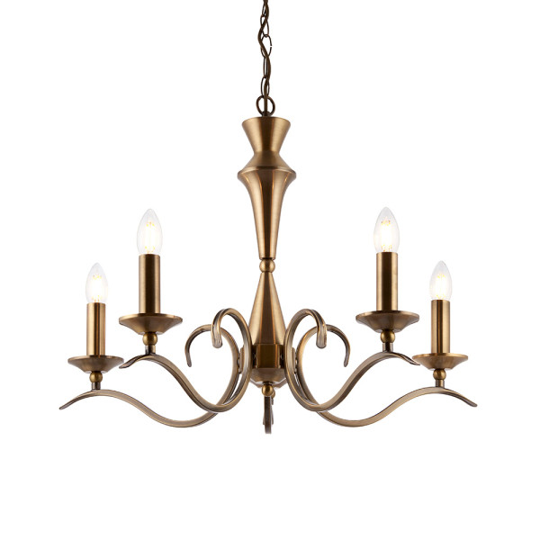 Lampa wisząca KORA antyczna mosiężna 5xE14x15W IP20 Endon 1025533