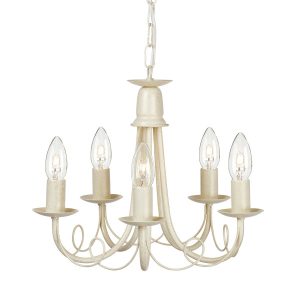 Lampa wisząca kość słoniowa-złota patyna Minster 5xE14x60W Elstead 849472