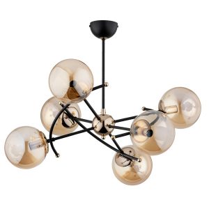 Lampa wisząca KOSMITO czarno-złoto-bursztynowa 6xE14x40W IP20 Alfa 1027210