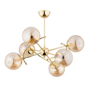 Lampa wisząca KOSMITO złoto-bursztynowy 6xE14x40W wym:59x61x61cm IP20 Alfa 1026839