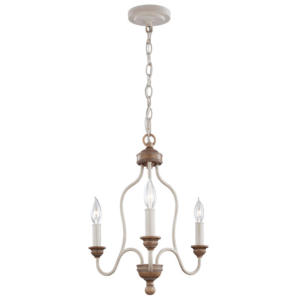Lampa wisząca kredowa biel-drewno Hartsville 3xE14x40W Feiss 852565