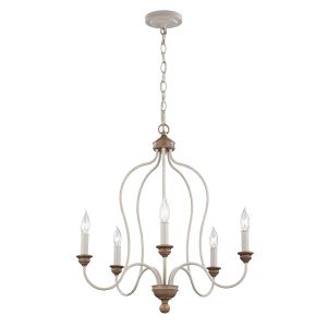 Lampa wisząca kredowa biel-drewno Hartsville 5xE14x40W Feiss 852647 Lampa wisząca kredowa biel-drewno Hartsville 5xE14x40W Feiss 852647