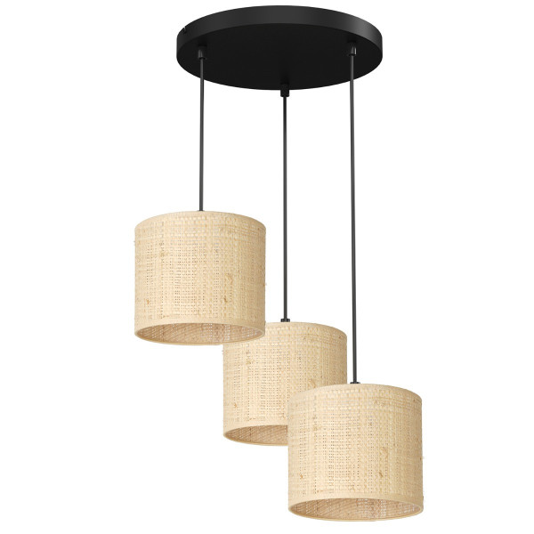 Lampa wisząca kremowo-czarny matowy Rattan 3xE27x15W Luminex 847956