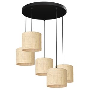 Lampa wisząca kremowo-czarny matowy Rattan 5xE27x15W Luminex 847527