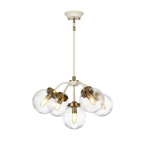Lampa wisząca kremowo-postarzany mosiądz Cosmos 5xE14x8W Elstead 850241