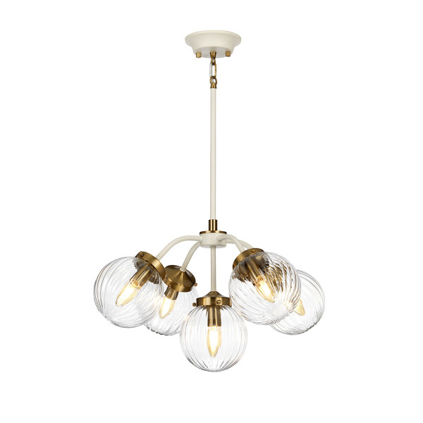 Lampa wisząca kremowo-postarzany mosiądz Cosmos 5xE14x8W Elstead 850241