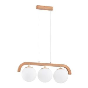 Lampa wisząca KRYZA jasne drewno-biała 3xE14x10W wym:80x58x15cm IP20 Alfa 1019038