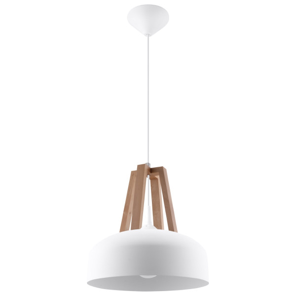 Lampa wisząca KUPOLA biała jasne drewno 1xE27x60W IP20 Pure Lume 1019150