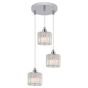 Lampa wisząca Kwarc 3-punktowa stalowa srebrna 190766 Lampa wisząca Kwarc 3-punktowa stalowa srebrna 190766