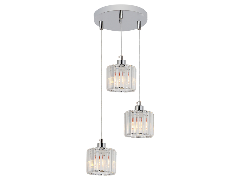 Lampa wisząca Kwarc 3-punktowa stalowa srebrna 190766