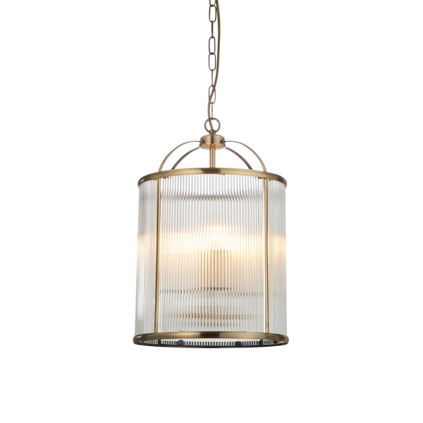 Lampa wisząca LAMBETH RIBBED antyczna mosiężna 4xE14x15W IP20 Endon 1025526