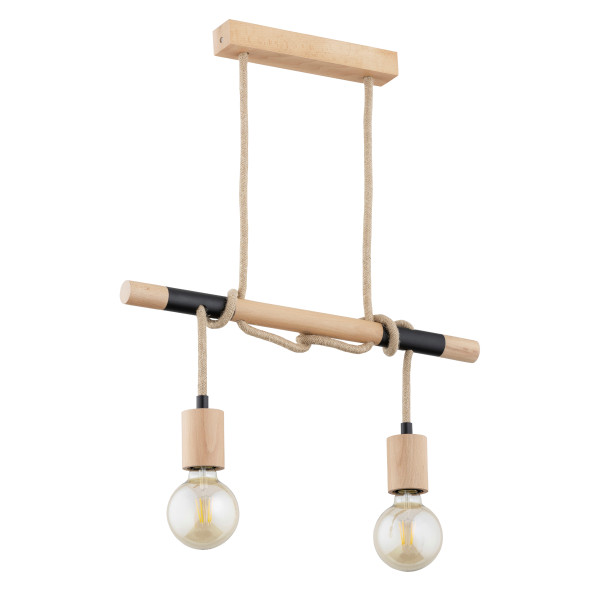 Lampa wisząca LANCER sznurki jasne drewno 2xE27x15W IP20 Alfa 1025529