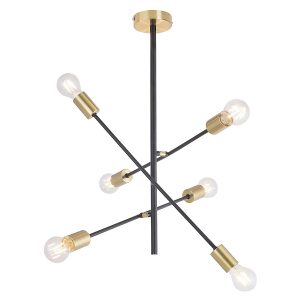 Lampa wisząca Lanny 6-punktowa metalowa czarno-złota 48038 Lampa wisząca Lanny 6-punktowa metalowa czarno-złota 48038