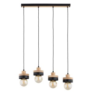 Lampa wisząca LARSO drewniane elementy czarna 4xE27x15W IP20 Alfa 1025249 Lampa wisząca LARSO drewniane elementy czarna 4xE27x15W IP20 Alfa 1025249