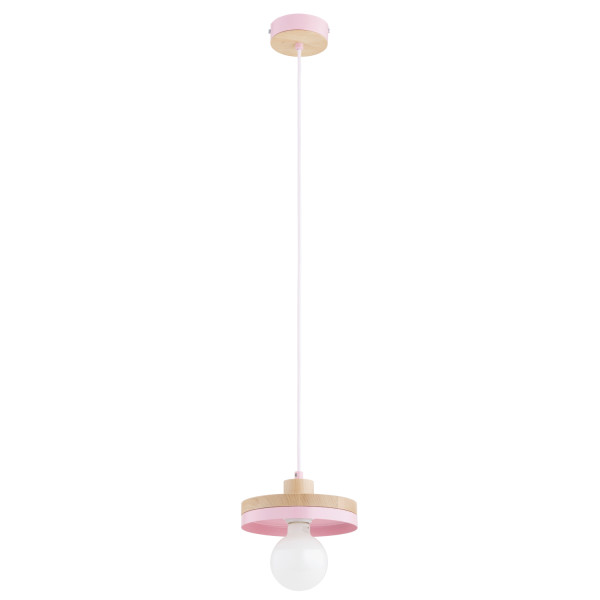 Lampa wisząca LARSO drewniane elementy fioletowo-różowa 1xE27x15W IP20 Alfa 1025302