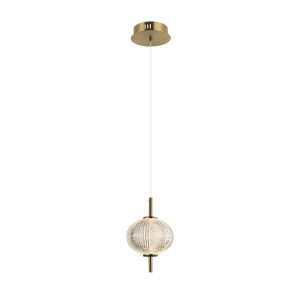Lampa wisząca LAZIE mosiężno-przezroczysta LED 1x5W 3000K 500lm Italux 841572 Lampa wisząca LAZIE mosiężno-przezroczysta LED 1x5W 3000K 500lm Italux 841572