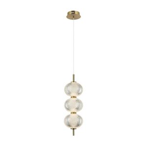 Lampa wisząca LAZIE mosiężno-przezroczysta LED 3x13W 3000K 1300lm Italux 841932 Lampa wisząca LAZIE mosiężno-przezroczysta LED 3x13W 3000K 1300lm Italux 841932