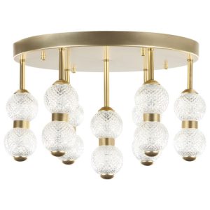 Lampa wisząca LED okrągła metalowa złota 142036 Lampa wisząca LED okrągła metalowa złota 142036