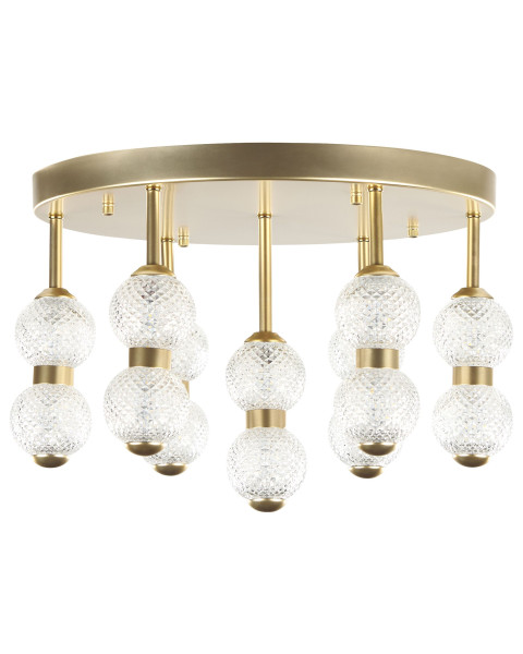 Lampa wisząca LED okrągła metalowa złota 142036