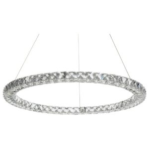 Lampa wisząca LED ring okrągła kryształowa srebrna 305790 Lampa wisząca LED ring okrągła kryształowa srebrna 305790