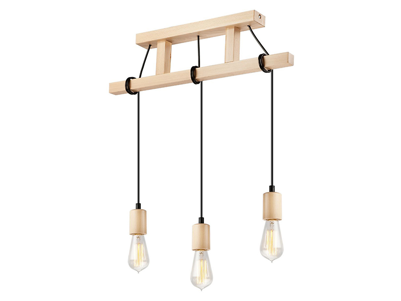 Lampa wisząca Leon 3-punktowa drewniana beżowa 54707