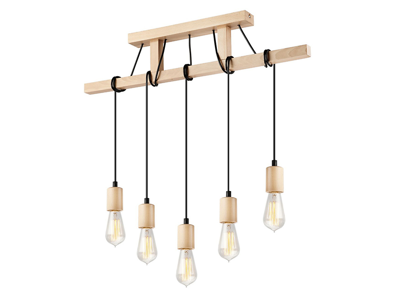 Lampa wisząca Leon 5-punktowa drewniana beżowa 54710