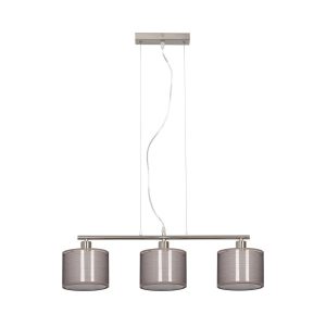 Lampa wisząca LightLogic LL ESEK C-I 3xE14 66179 3x klosz tkanina nikiel 964475 Lampa wisząca LightLogic LL ESEK C-I 3xE14 66179 3x klosz tkanina nikiel 964475