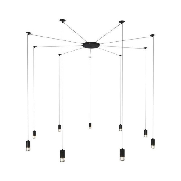Lampa wisząca LINEA-9 czarna na kablach loft 217520